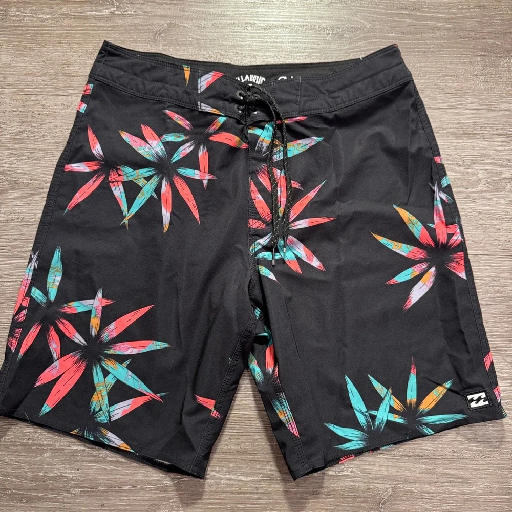 Billabong Board Shorts Mens 29 Black Recycled Sundays Pro Floral Summer Surf